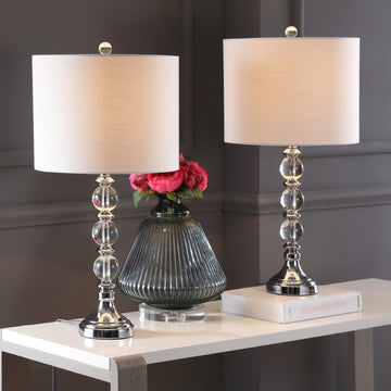 Paul 26" Crystal/Metal LED Table Lamp - JONATHAN Y